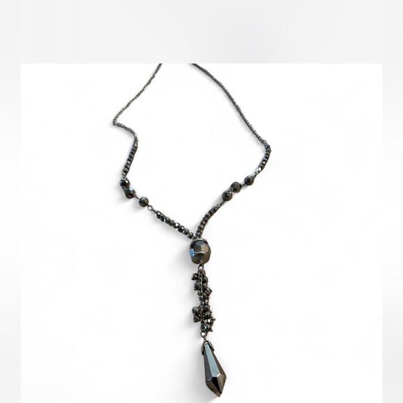 Jewelry - Dark Silver Beaded Blingy Long Necklace